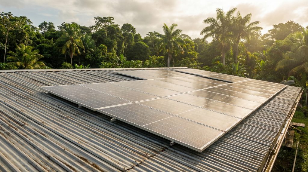 toiture tôle panneaux solaires Guyane